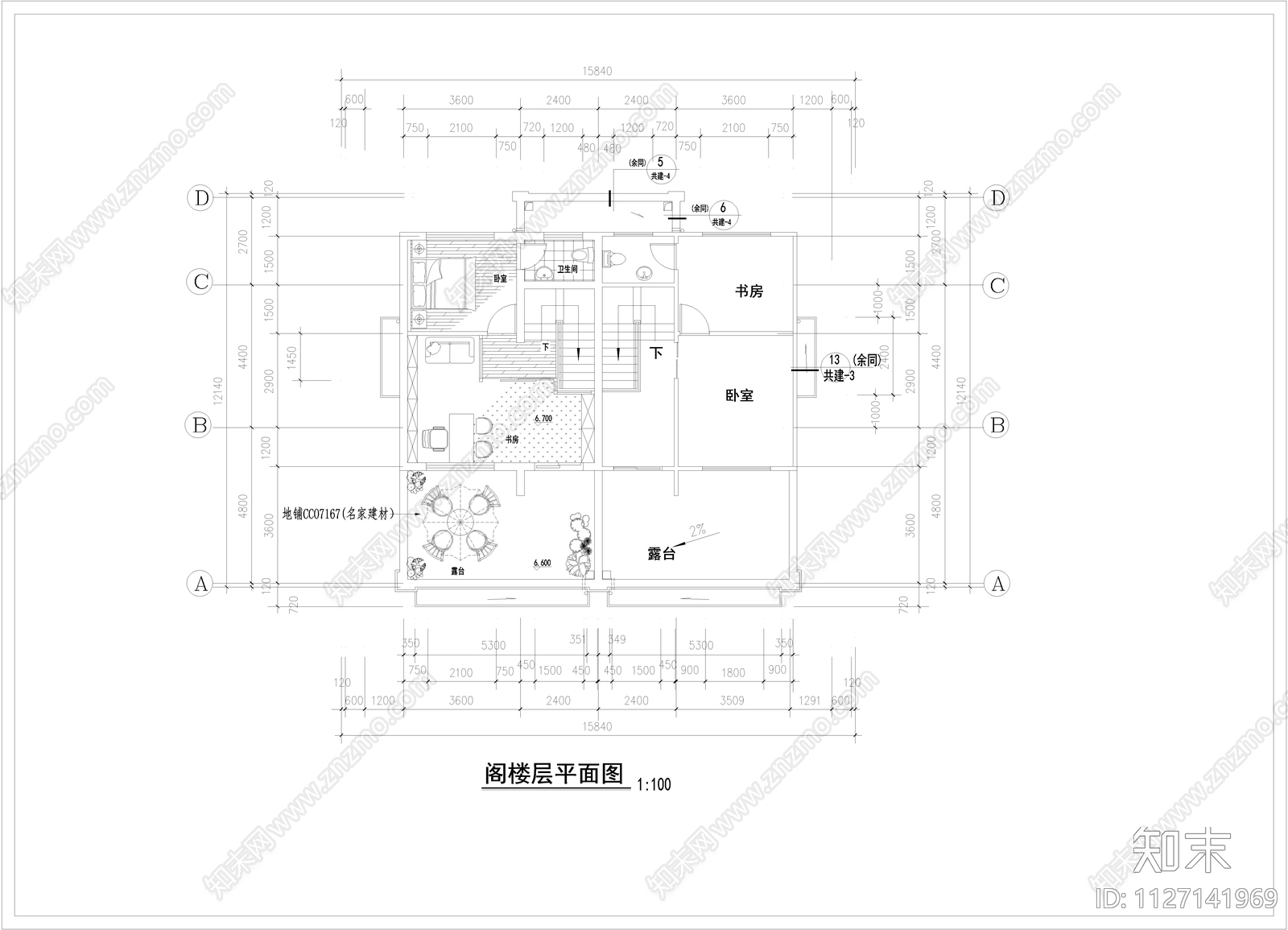 法式住宅装修cad施工图下载【ID:1127141969】