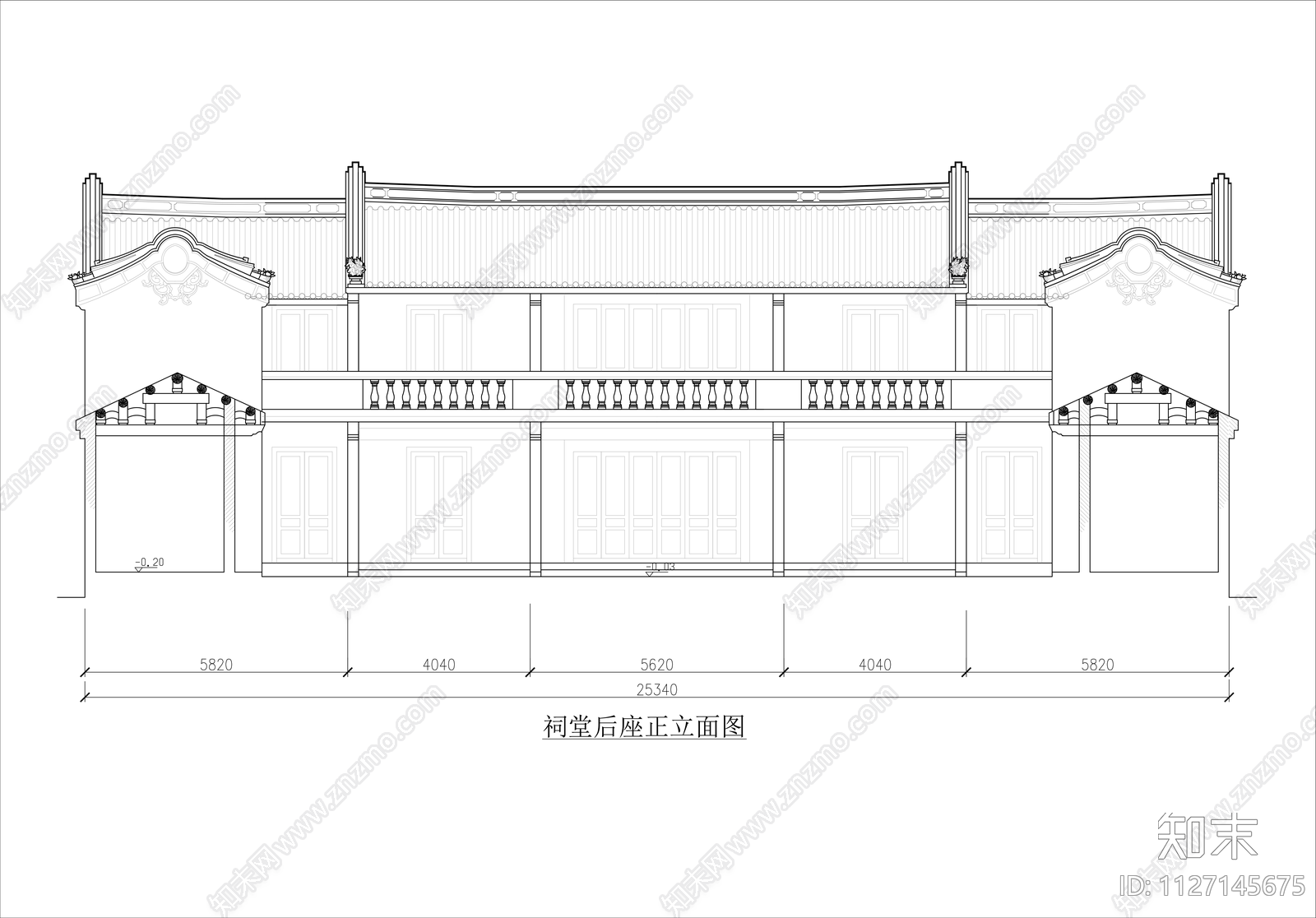 潮汕祠堂建筑设计cad施工图下载【ID:1127145675】