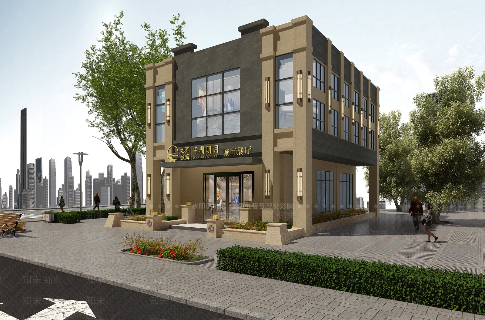 现代售楼处外景3D模型下载【ID:1127148711】