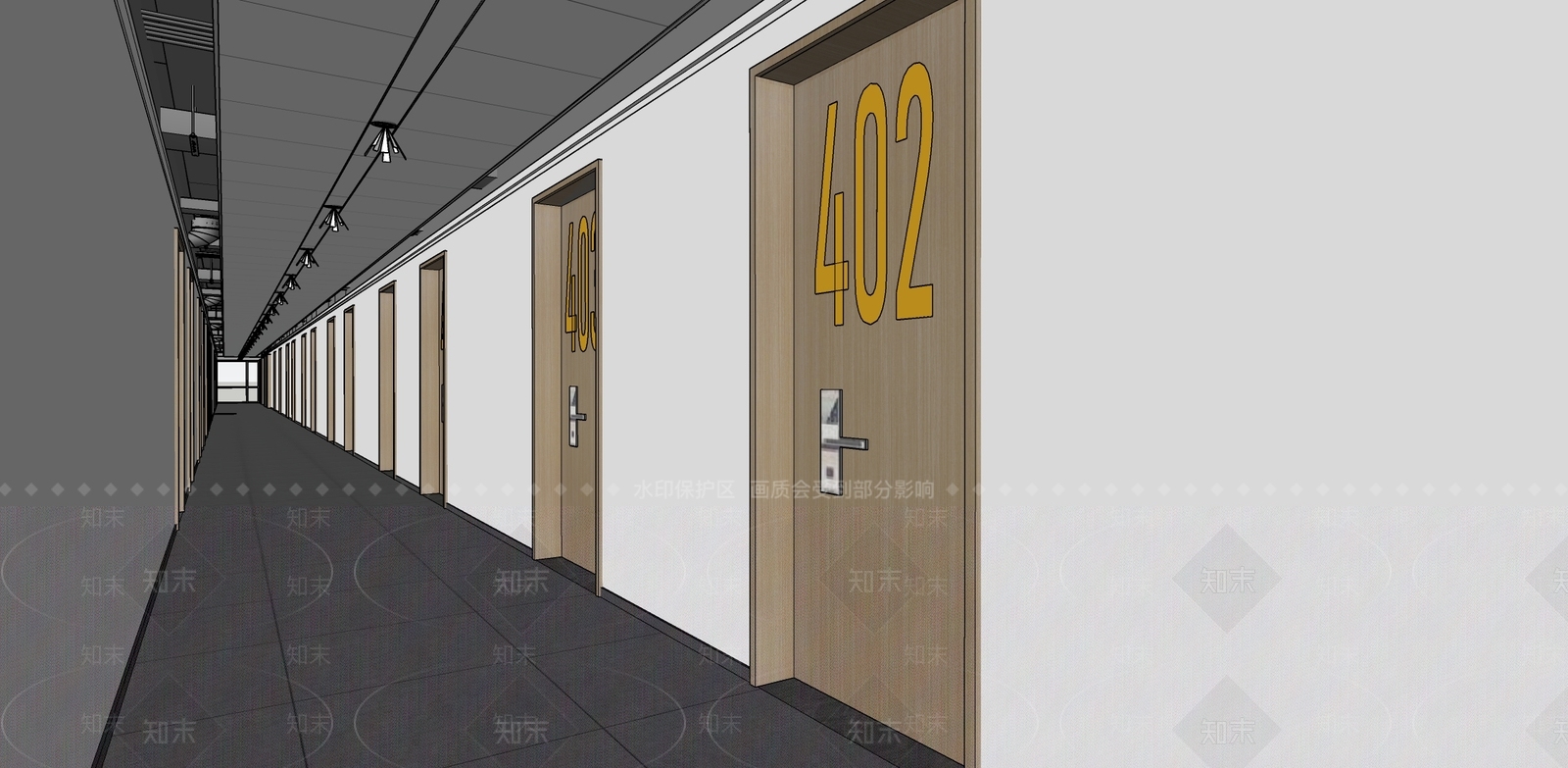 现代公寓酒店过道SU模型下载【ID:1127152059】