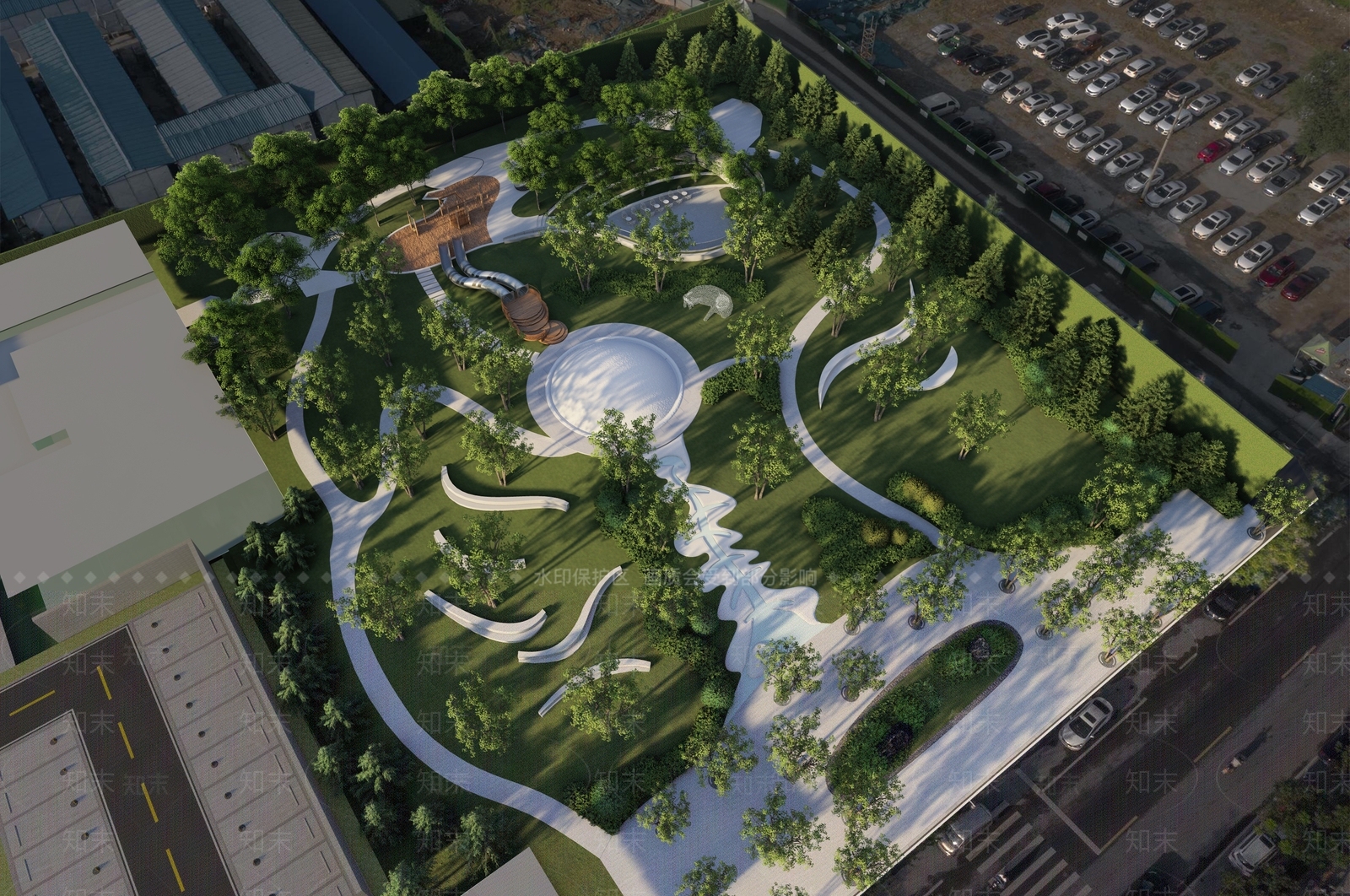 【SU悬赏模型】现代风格公园景观SU模型下载【ID:1127219977】