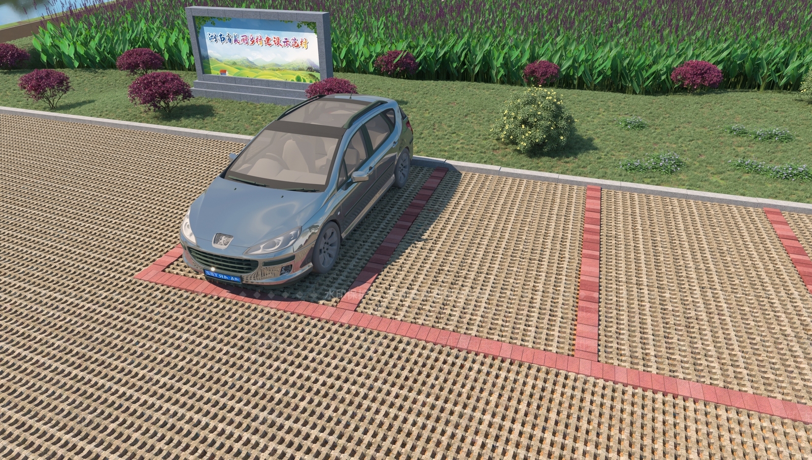 现代户外停车场3D模型下载【ID:1127156051】