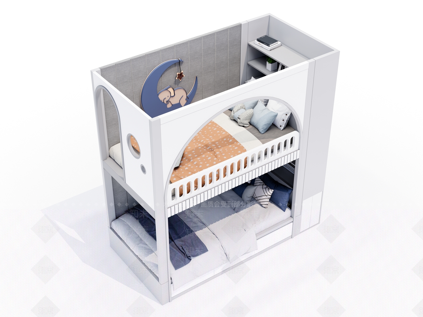 现代儿童双层床SU模型下载【ID:1127157740】
