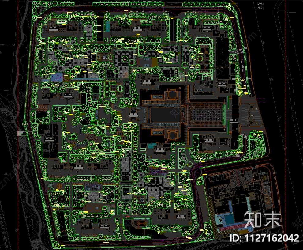 现代简约绿城留香园全区景观绿化施工图下载【ID:1127162042】