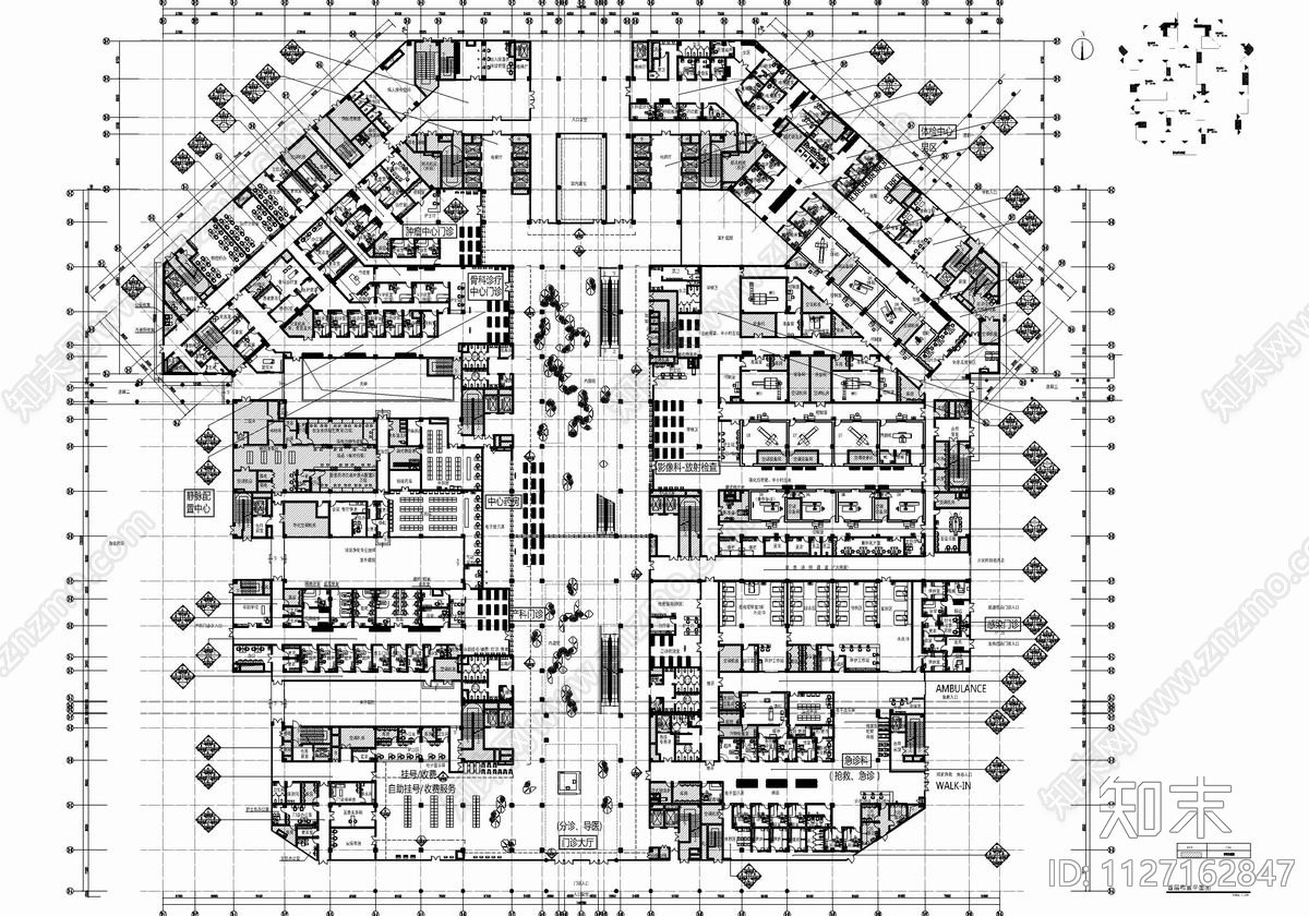 某大型综合医院住院大楼室内cad施工图下载【ID:1127162847】