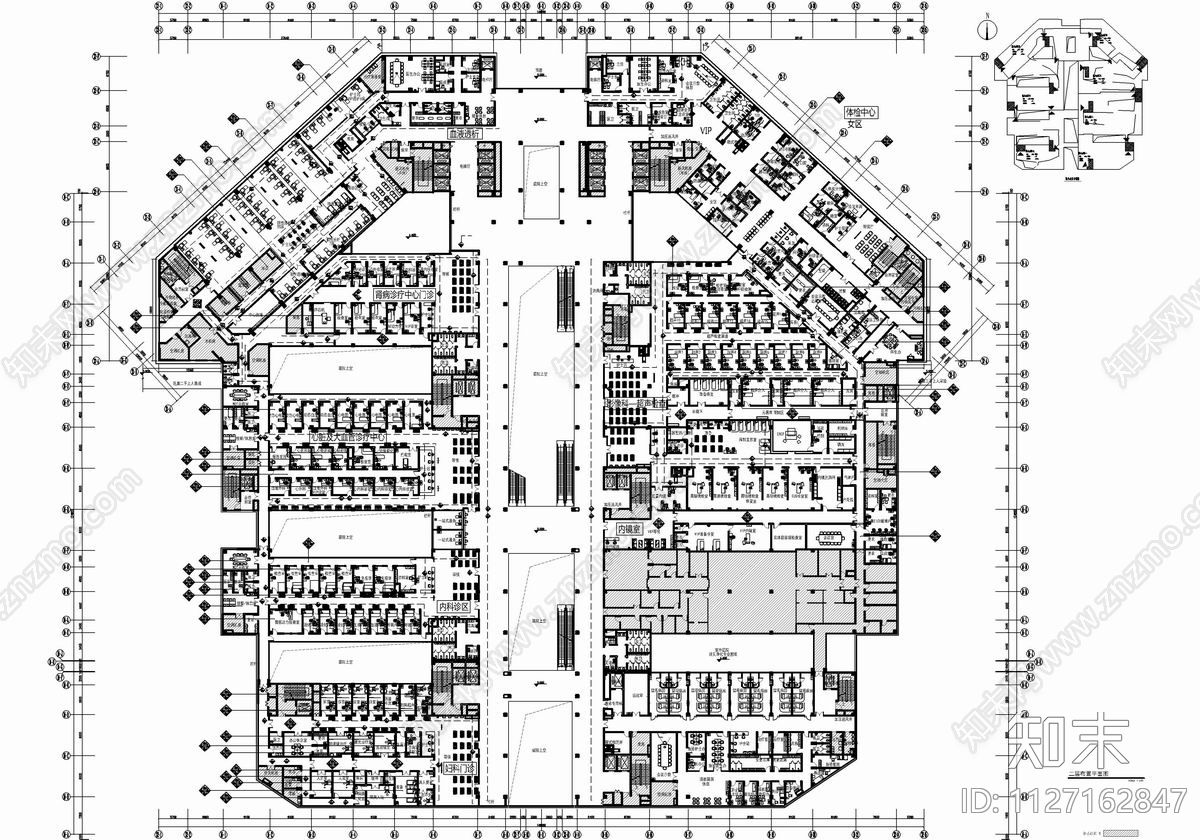 某大型综合医院住院大楼室内cad施工图下载【ID:1127162847】