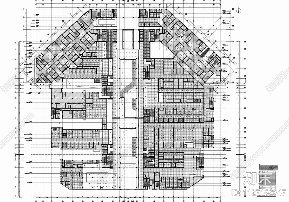 某大型综合医院住院大楼室内cad施工图下载【ID:1127162847】