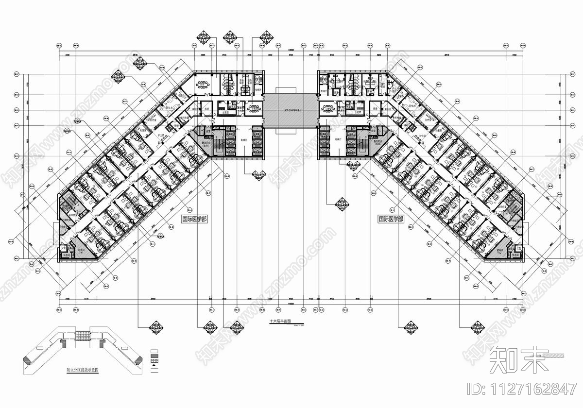 某大型综合医院住院大楼室内cad施工图下载【ID:1127162847】