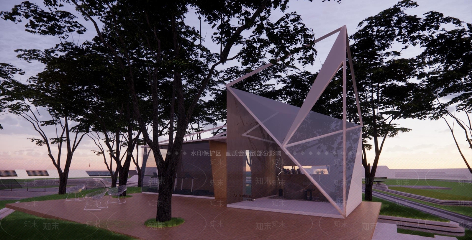 现代林中茶室SU模型下载【ID:1127204665】