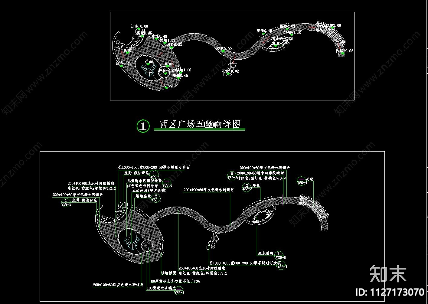 现代简约广场绿植景观总图cad施工图下载【ID:1127173070】