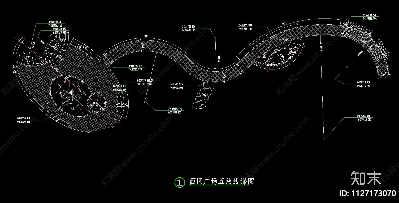 现代简约广场绿植景观总图cad施工图下载【ID:1127173070】
