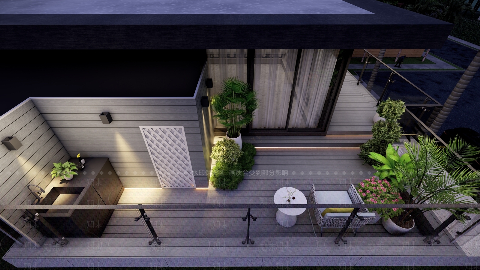 现代屋顶花园SU模型下载【ID:1127174749】