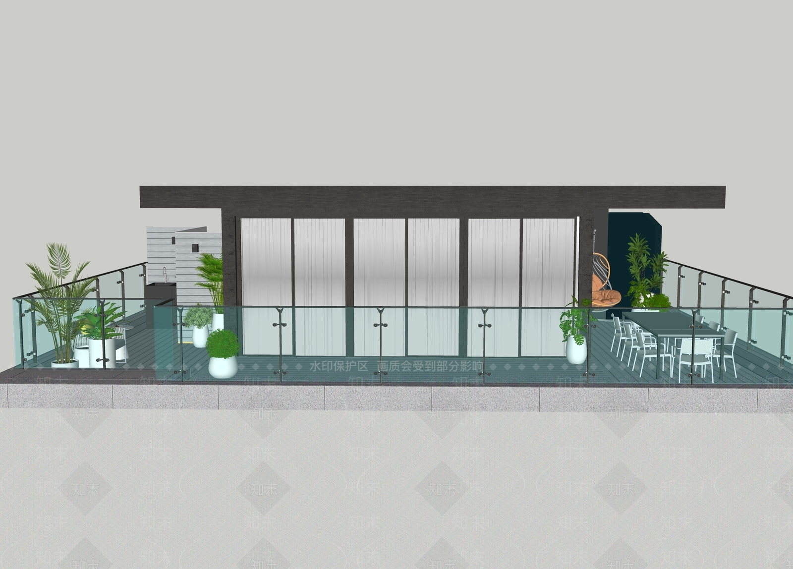 现代屋顶花园SU模型下载【ID:1127174749】