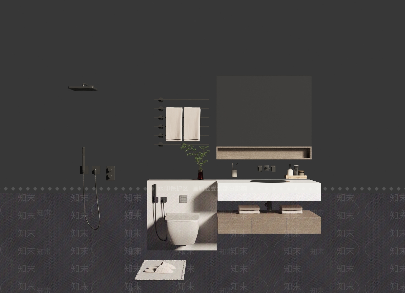 现代浴室柜3D模型下载【ID:1127175230】