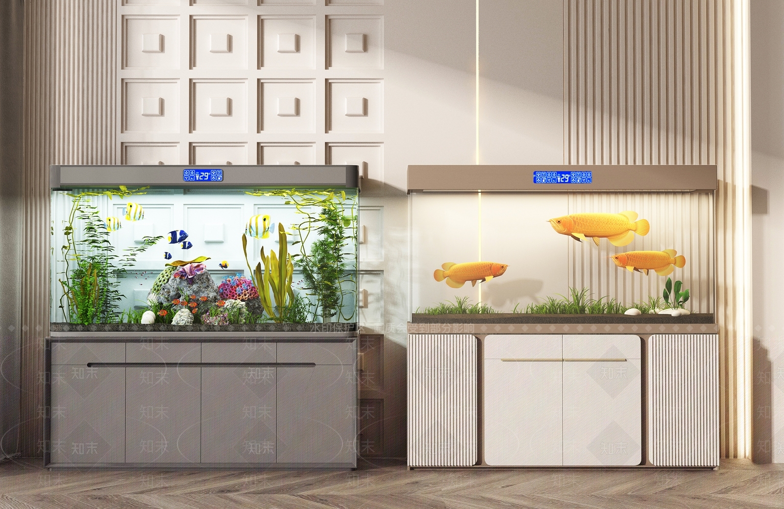 现代鱼缸水族3D模型下载【ID:1127177284】