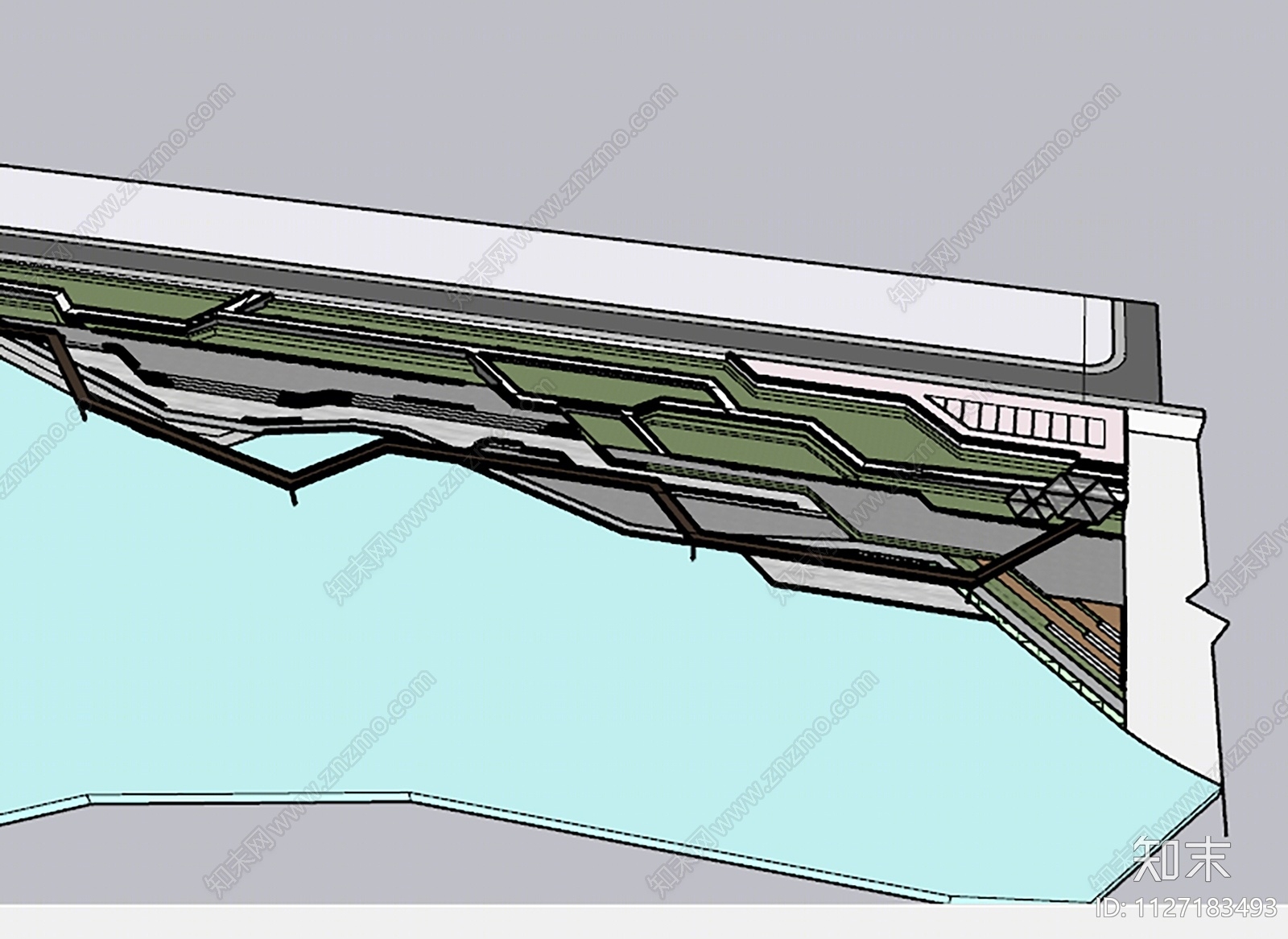 现代滨水公园SU模型下载【ID:1127183493】