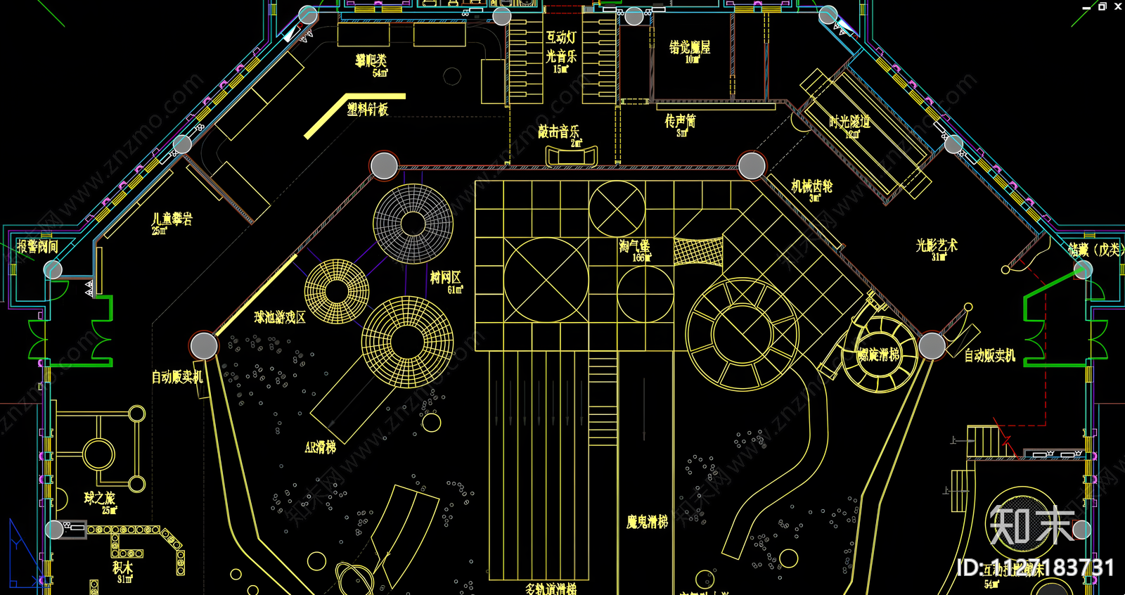游乐城平面CADcad施工图下载【ID:1127183731】