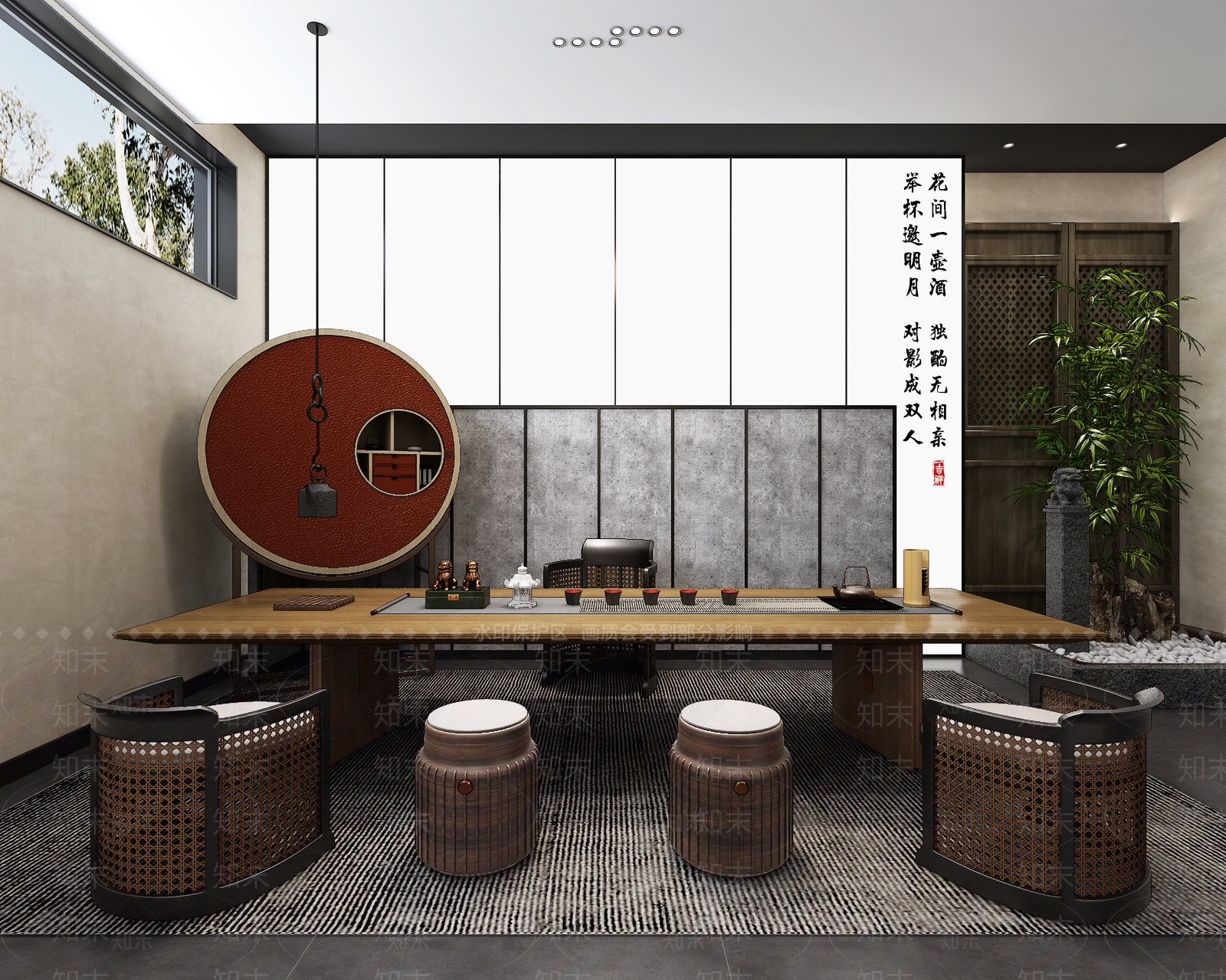 新中式茶室3D模型下载【ID:1127191404】_知末3d模型网