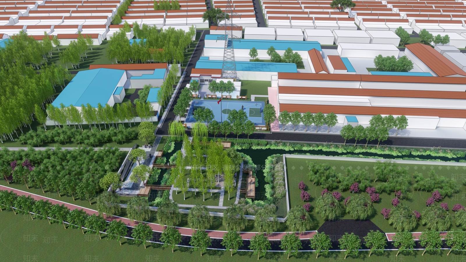 中式公园景观SU模型下载【ID:1127193110】