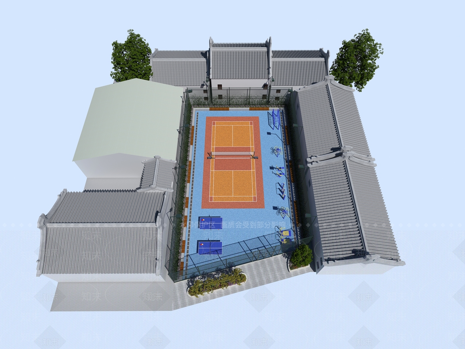 现代羽毛球场3D模型下载【ID:1127201114】