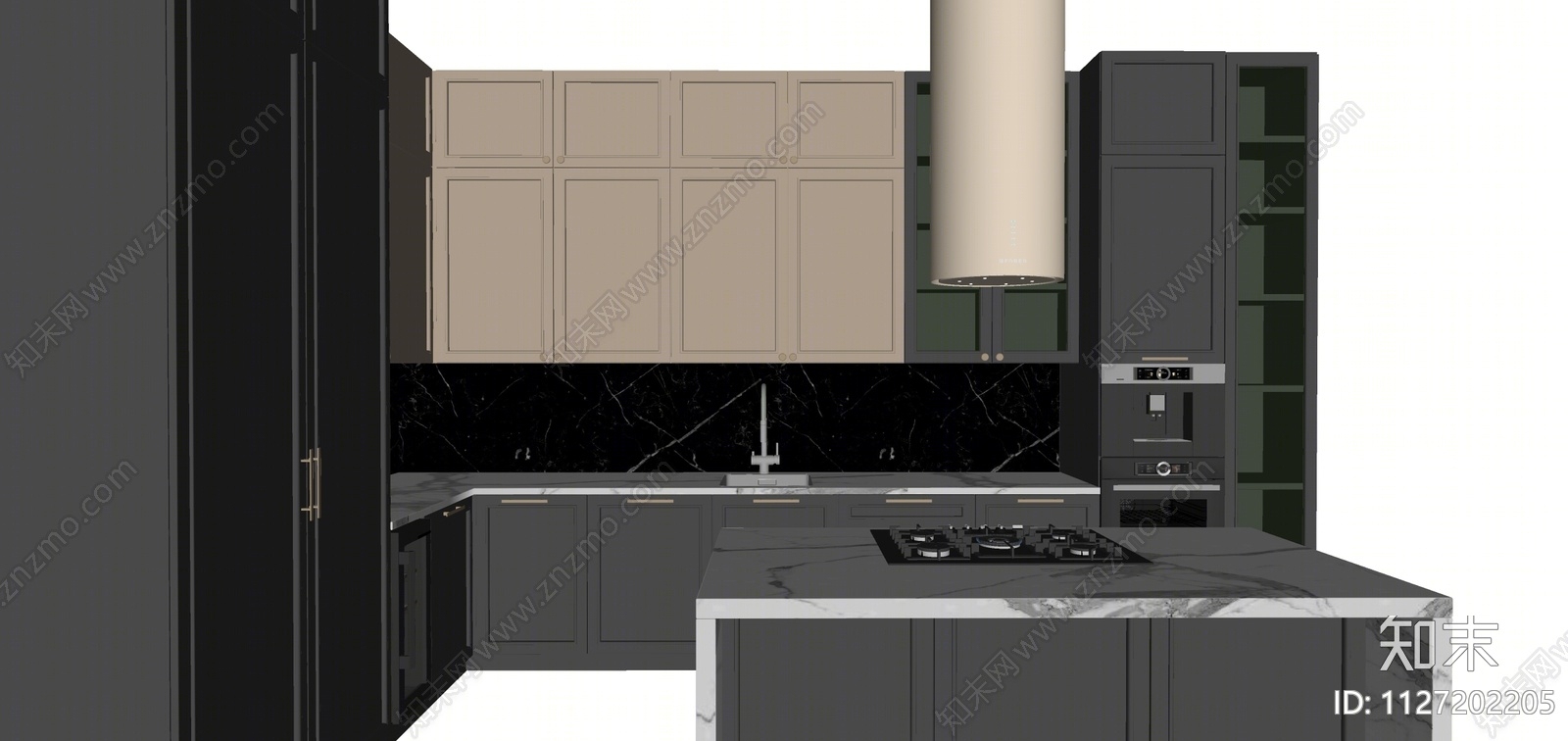 现代开放式厨房SU模型下载【ID:1127202205】