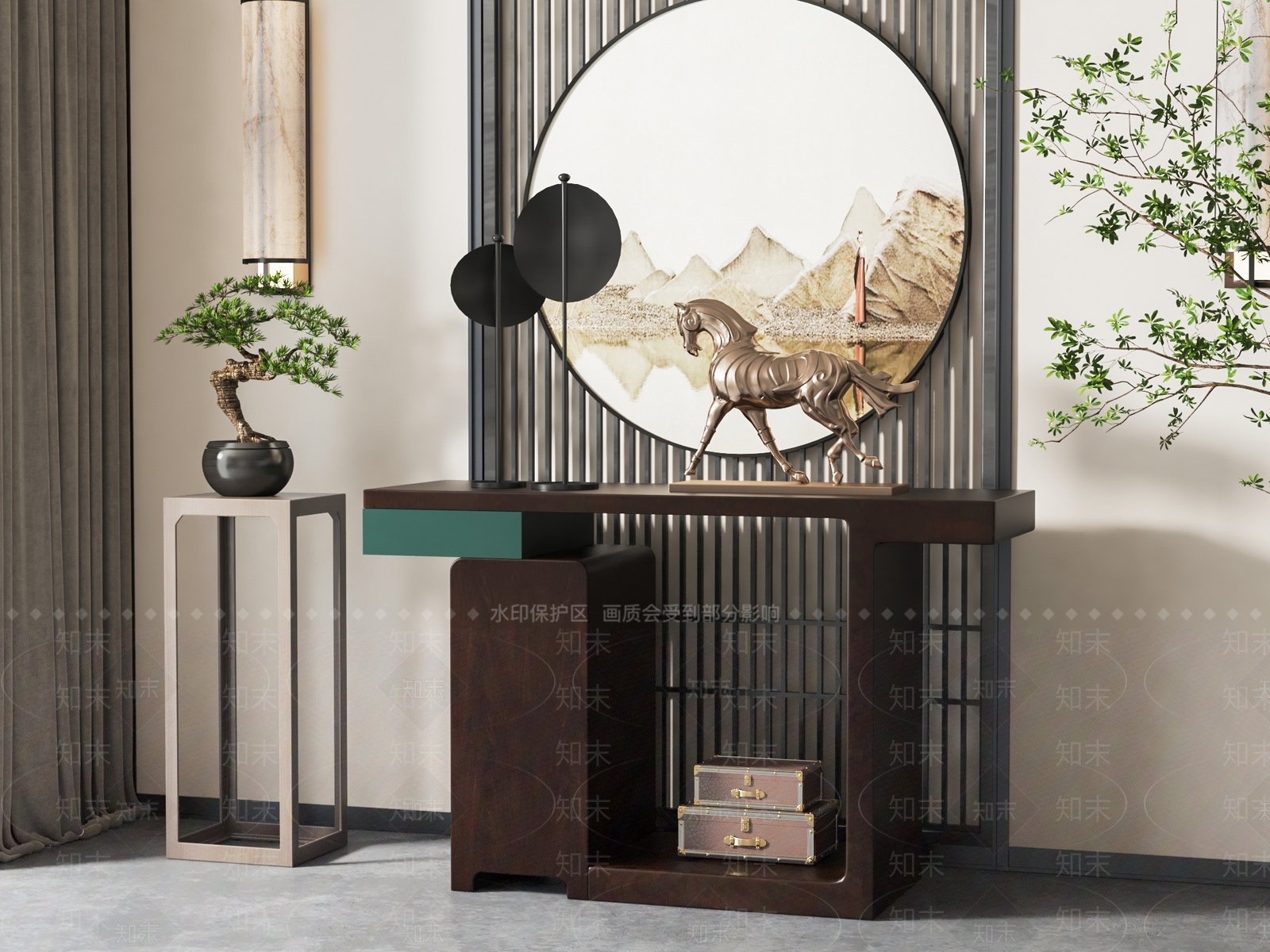 新中式端景条案3D模型下载【ID:1127203897】