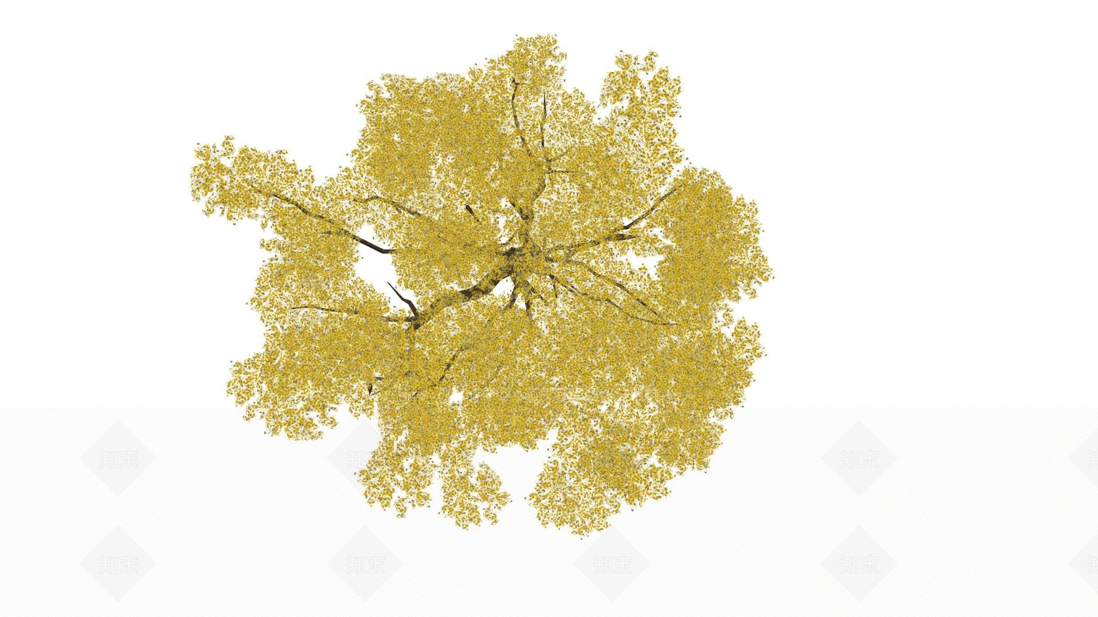 黄花风铃木斜飘SU模型下载【ID:1127205999】