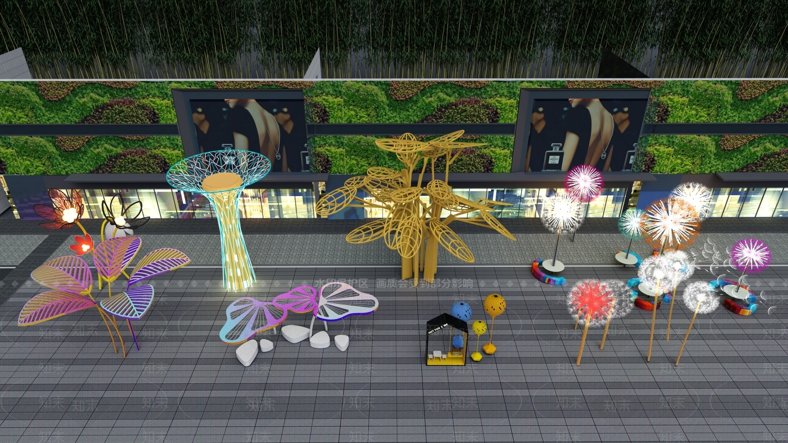 现代商业街景观小品SU模型下载【ID:1127209306】