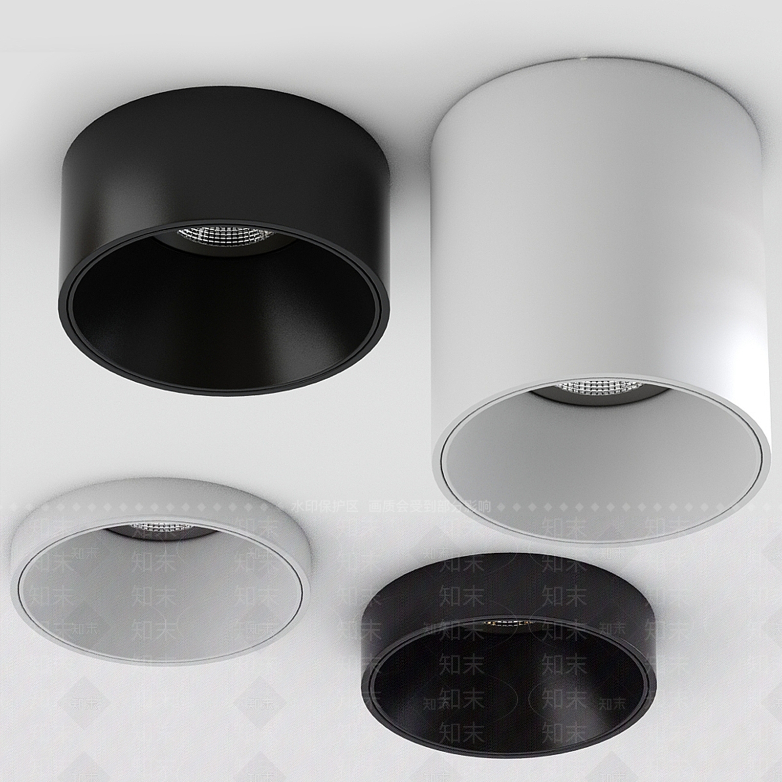 现代明装筒灯3D模型下载【ID:1127211609】