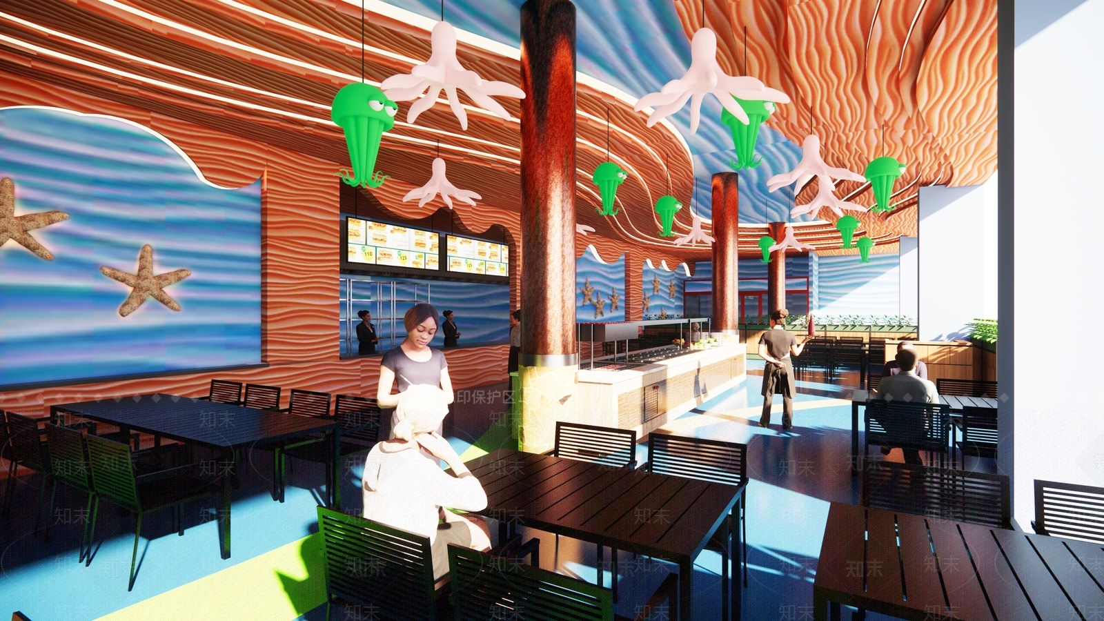 现代海洋餐厅SU模型下载【ID:1127212104】