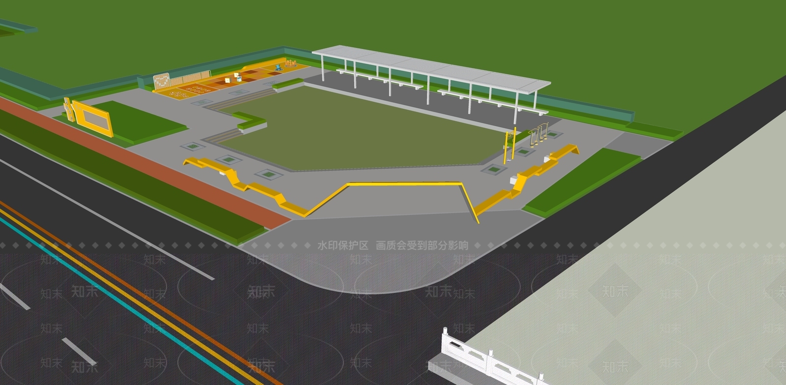 现代公园景观SU模型下载【ID:1127213813】