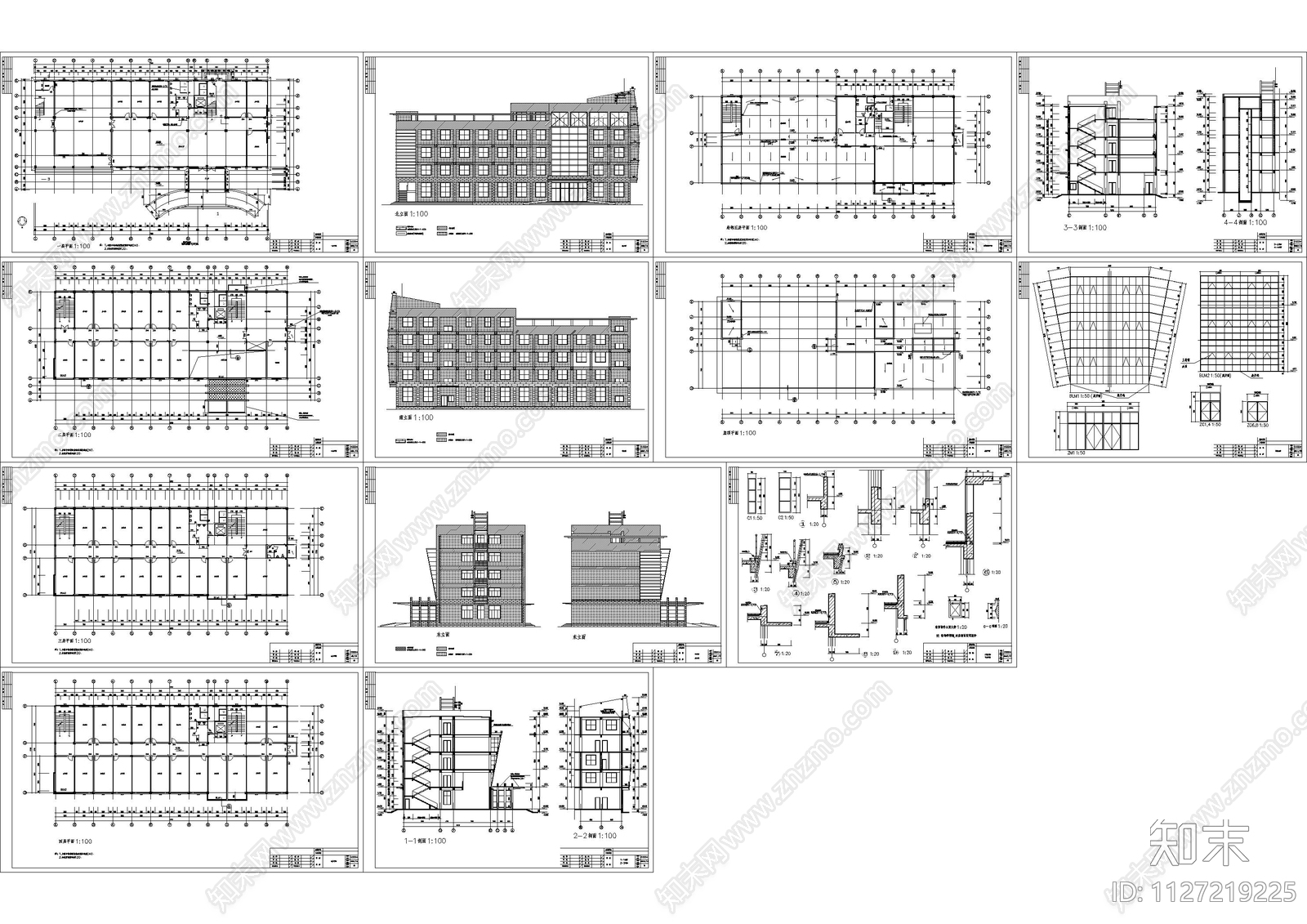 办公楼建筑cad施工图下载【ID:1127219225】