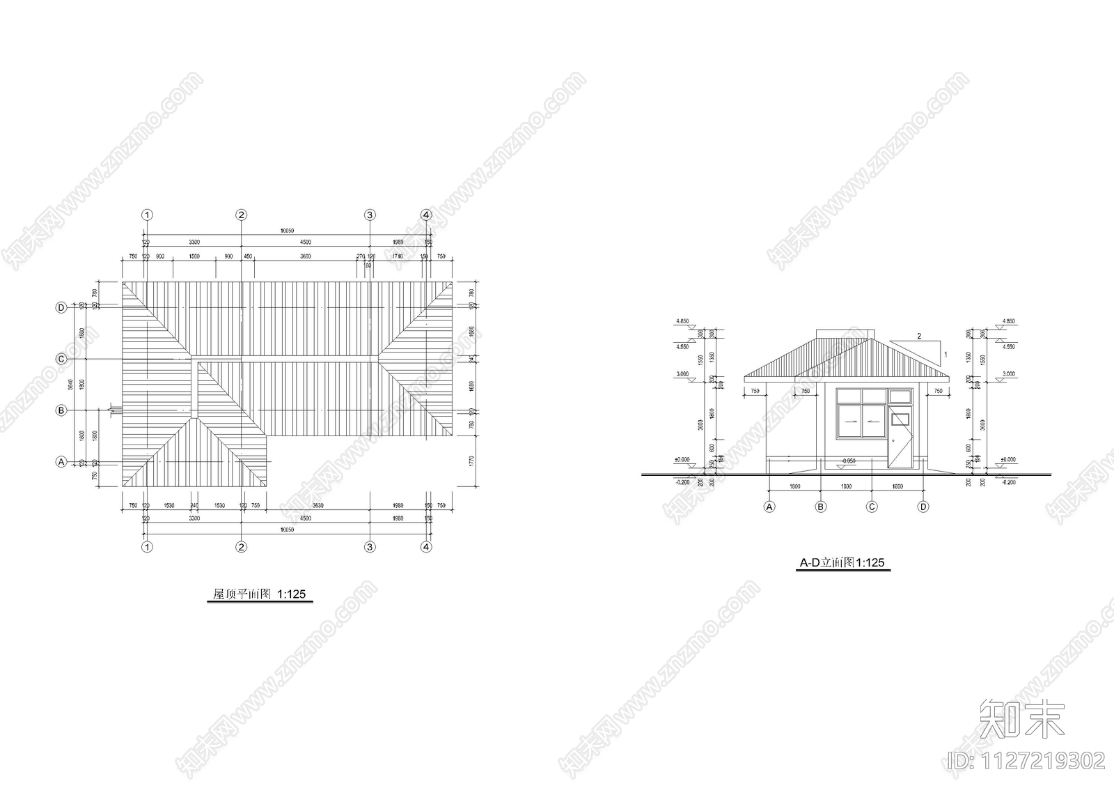 办公楼门卫建筑cad施工图下载【ID:1127219302】