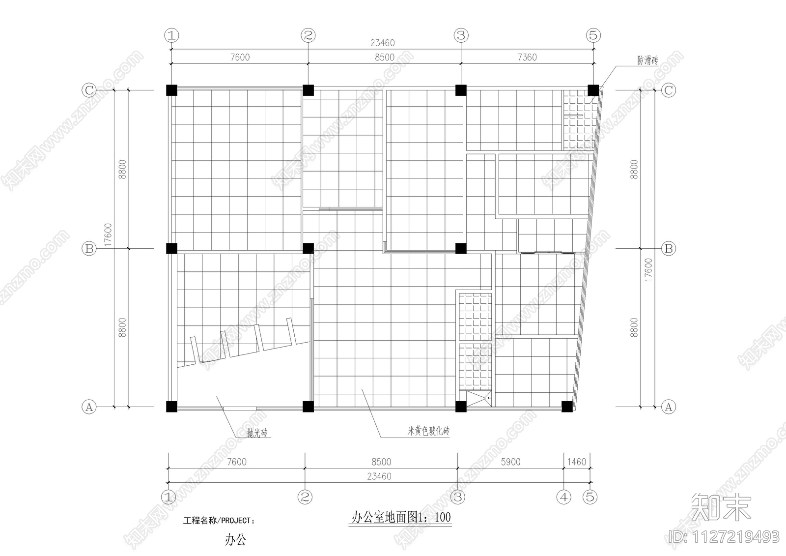 办公室装修装饰图cad施工图下载【ID:1127219493】