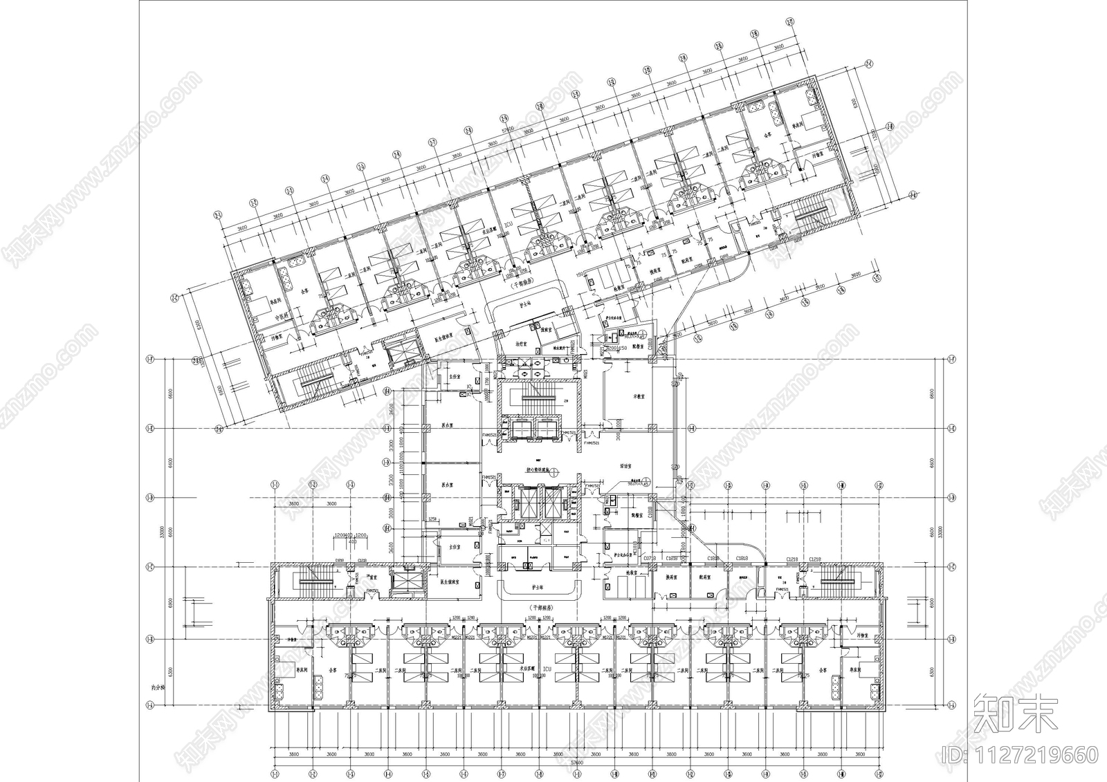 保定市中心医院建筑平面图施工图下载【ID:1127219660】