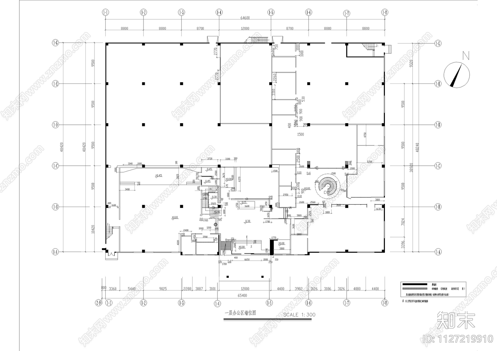 大型办公空间全套cad施工图下载【ID:1127219910】