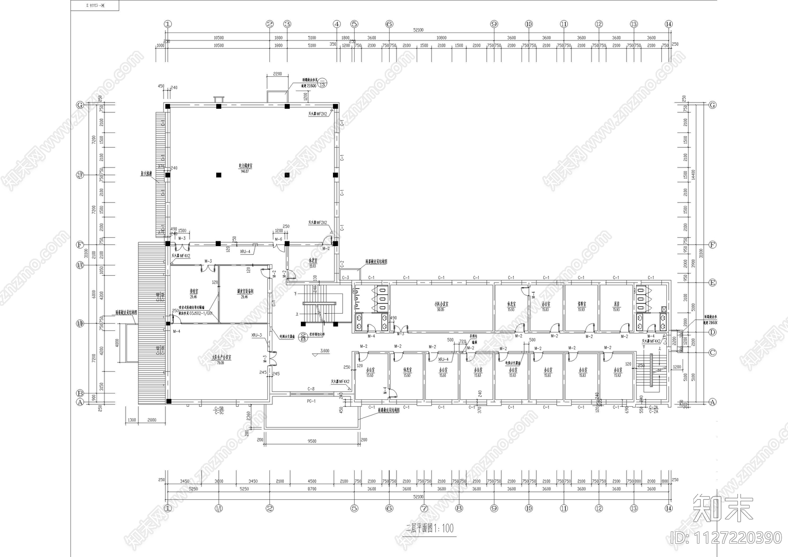 电力大队办公楼建筑cad施工图下载【ID:1127220390】