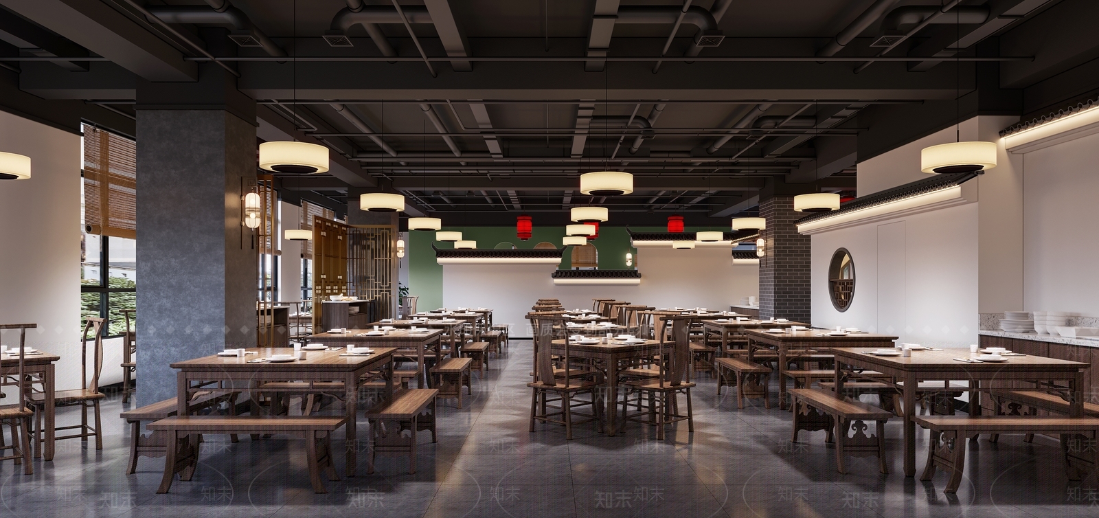 新中式中餐厅3D模型下载【ID:1127225500】_知末3d模型网