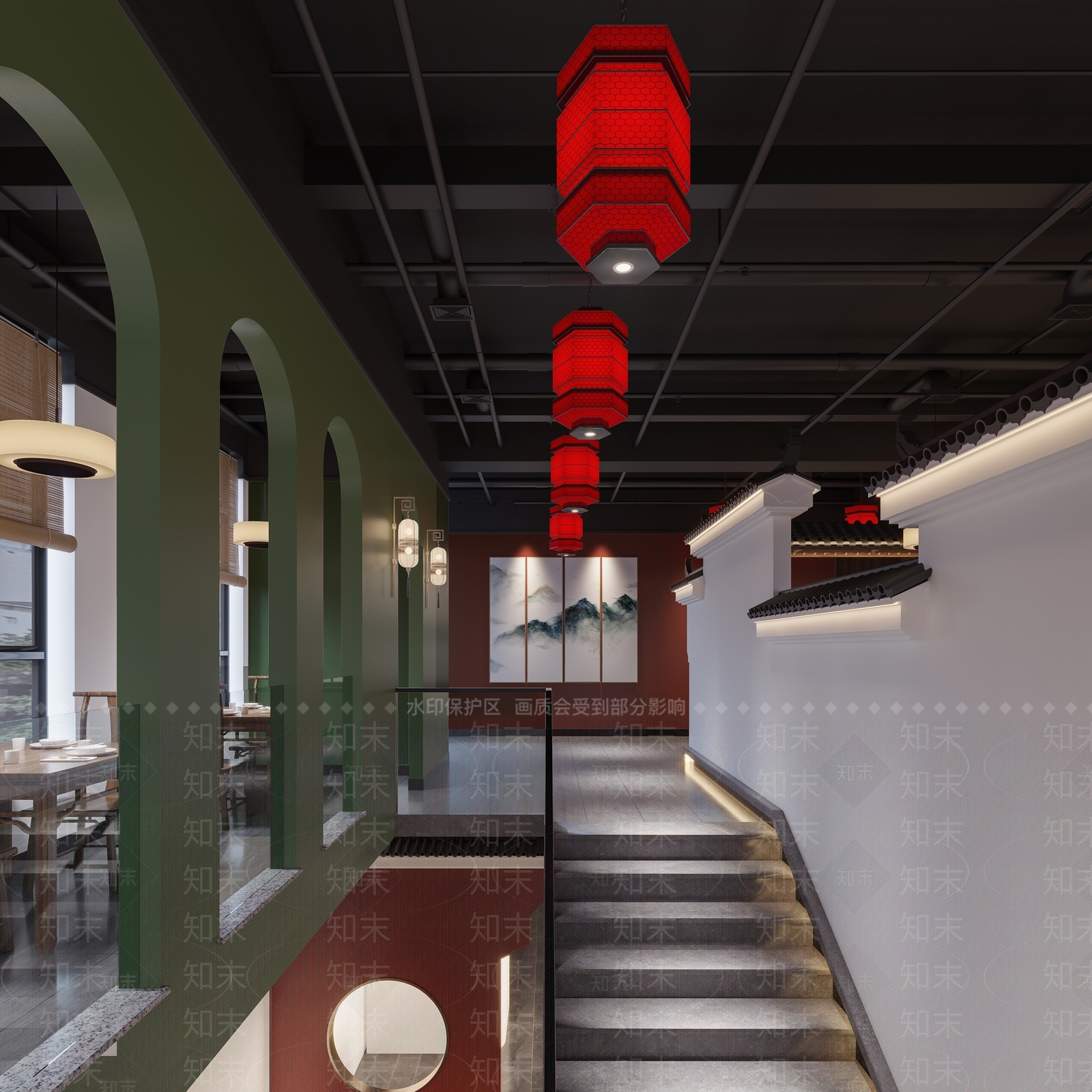 新中式中餐厅3D模型下载【ID:1127225500】_知末3d模型网