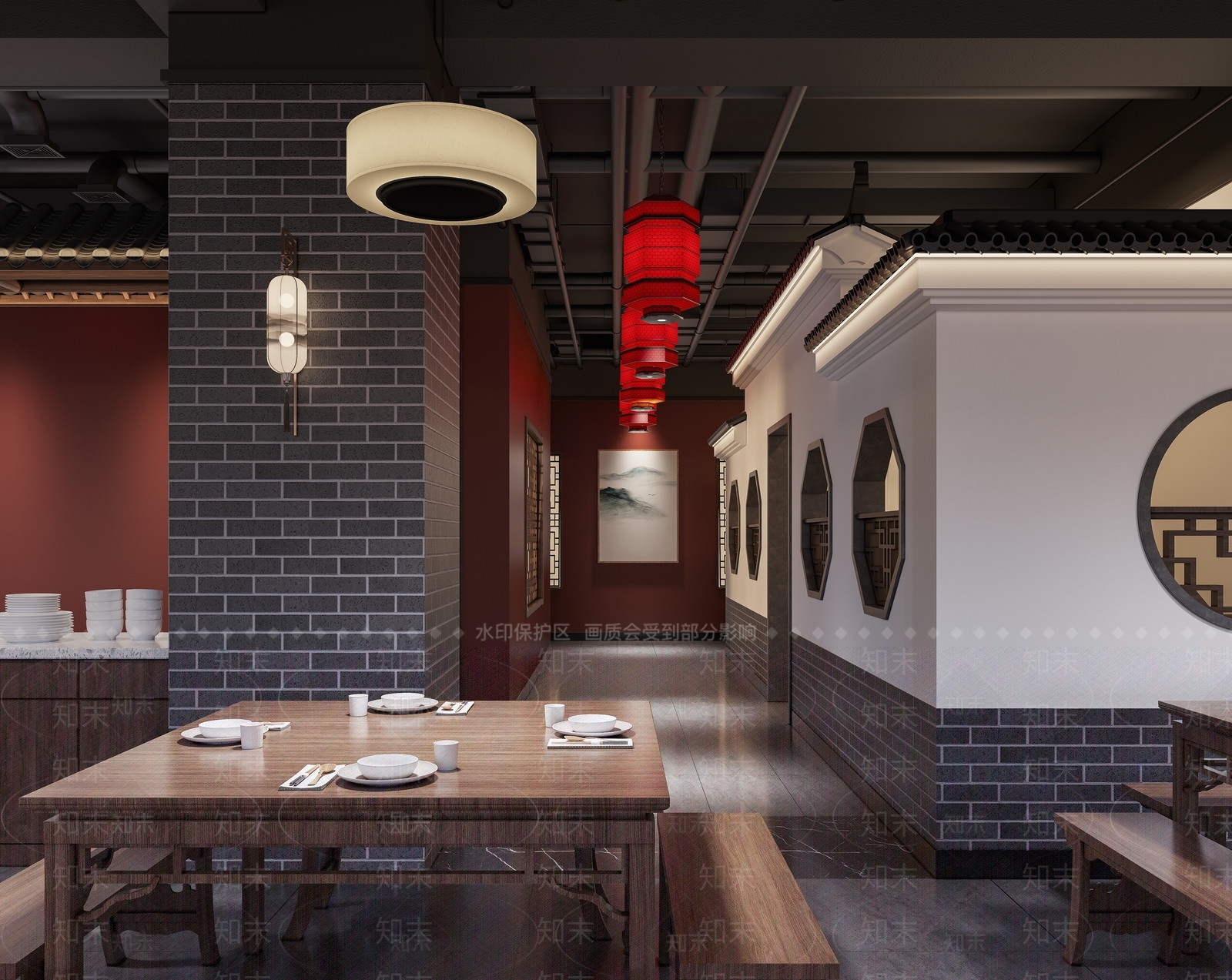 新中式中餐厅3D模型下载【ID:1127225500】_知末3d模型网