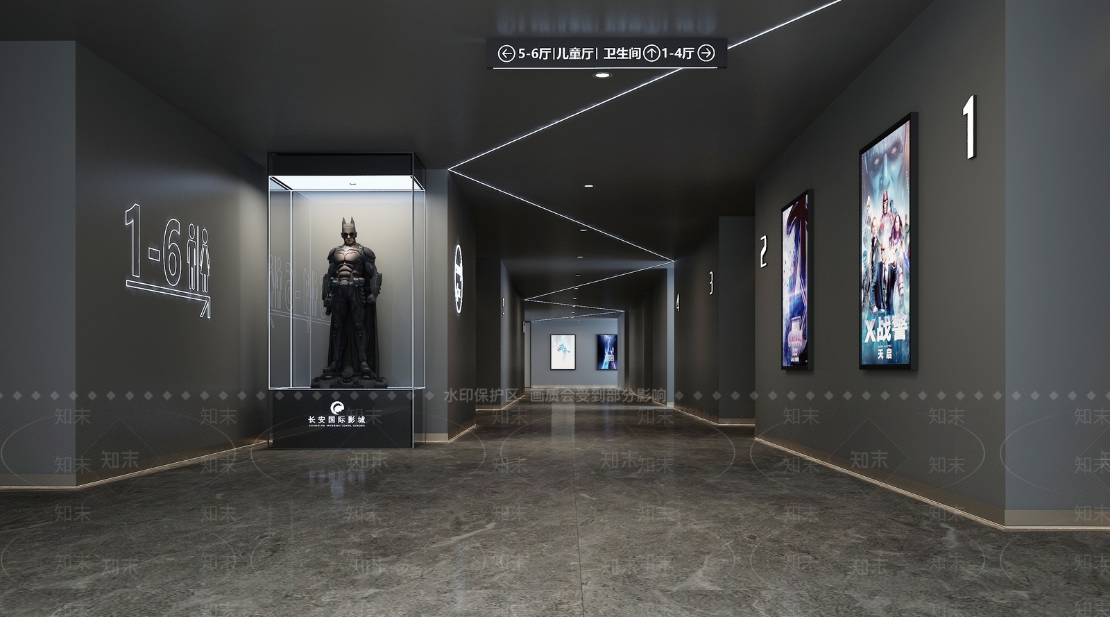 现代电影院走廊3D模型下载【ID:1127226419】