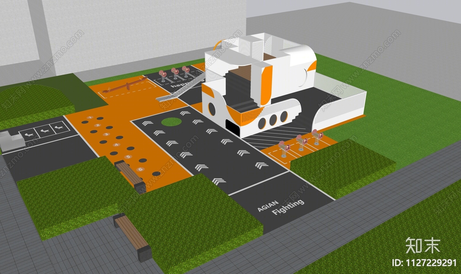 现代儿童游乐区SU模型下载【ID:1127229291】