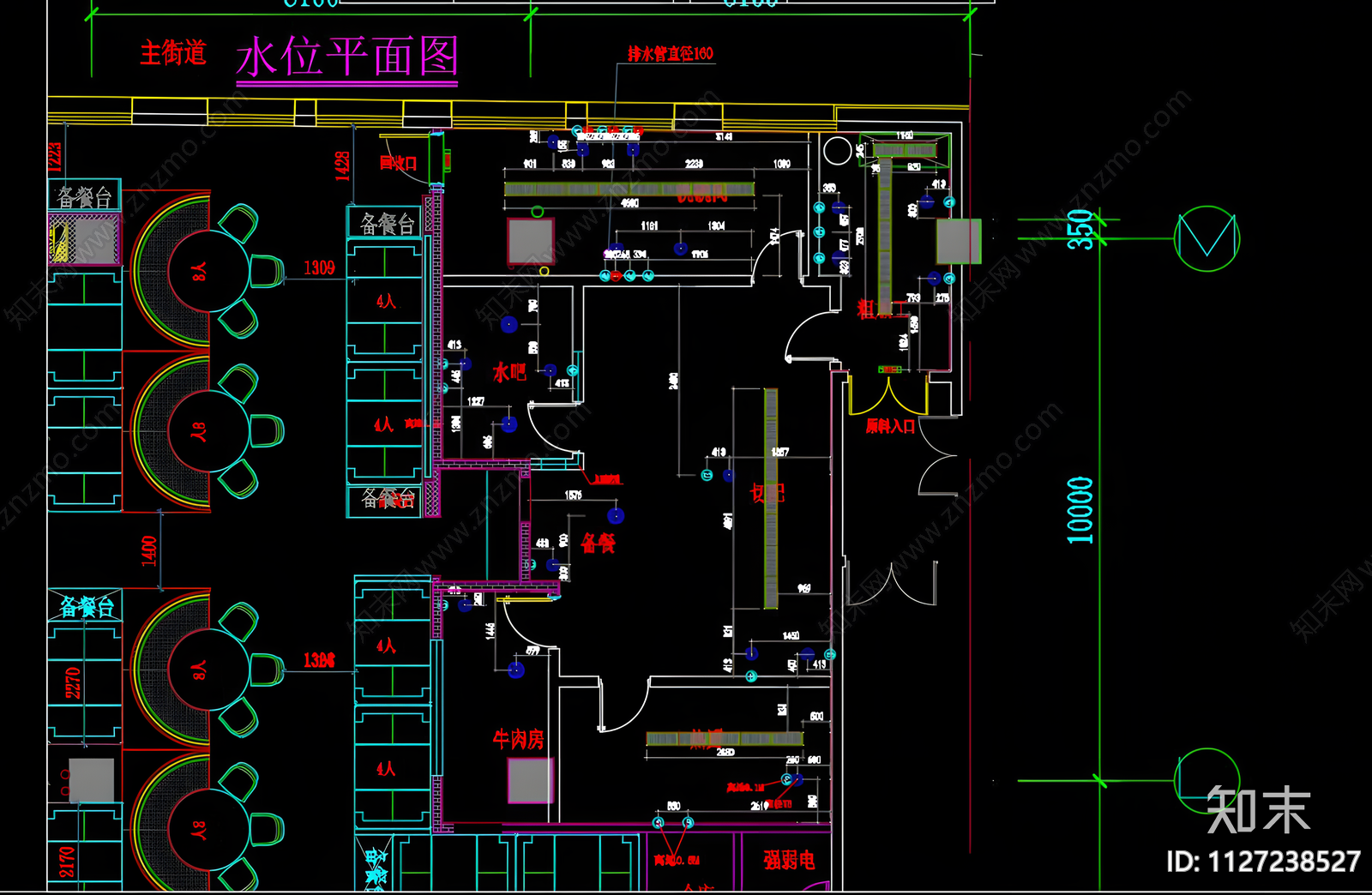 厨房水电图CAD施工图下载【ID:1127238527】