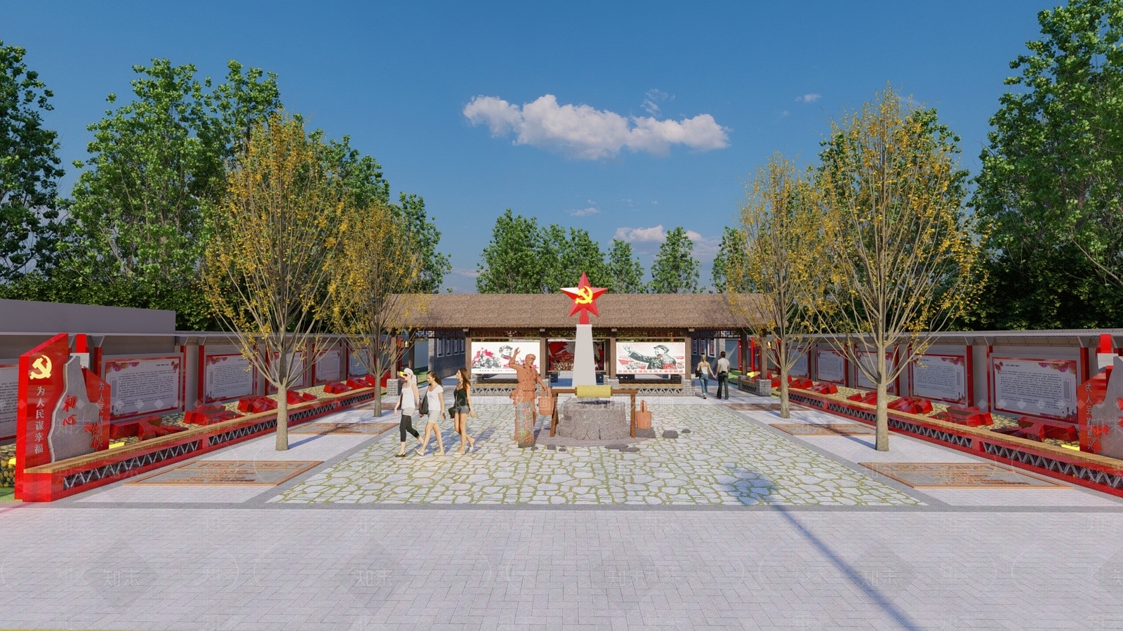 现代红色文化广场SU模型下载【ID:1127242669】