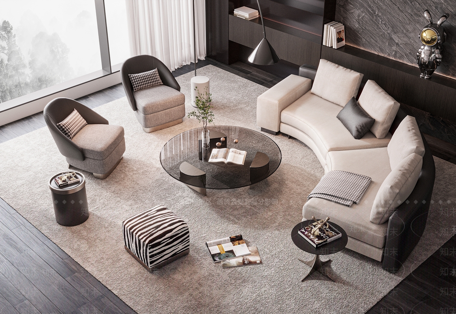 Minotti现代沙发茶几组合3D模型下载【ID:1127251638】