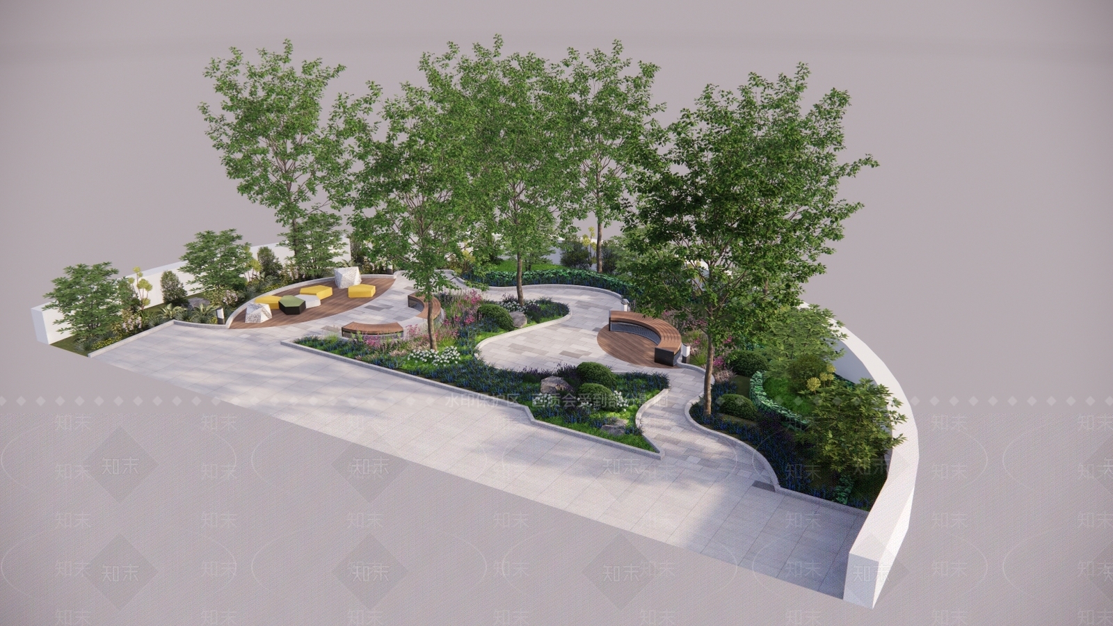 现代庭院花园SU模型下载【ID:1127252314】