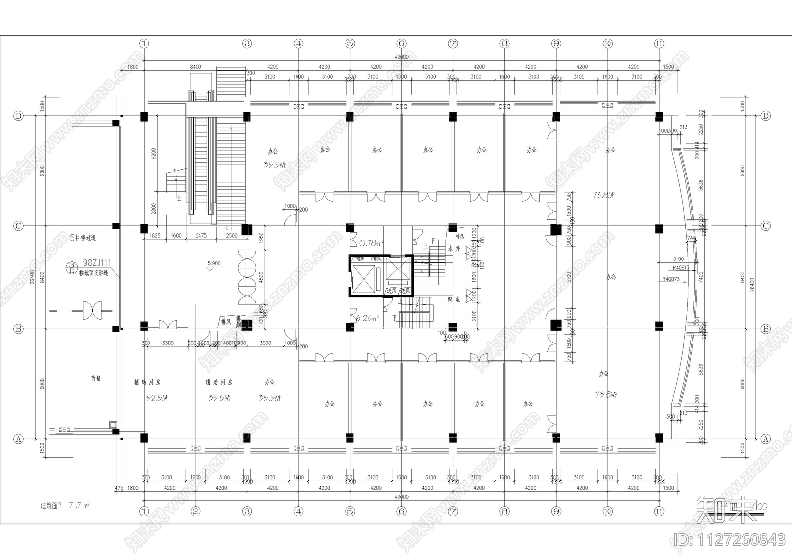 12层综合办公楼建筑cad施工图下载【ID:1127260843】