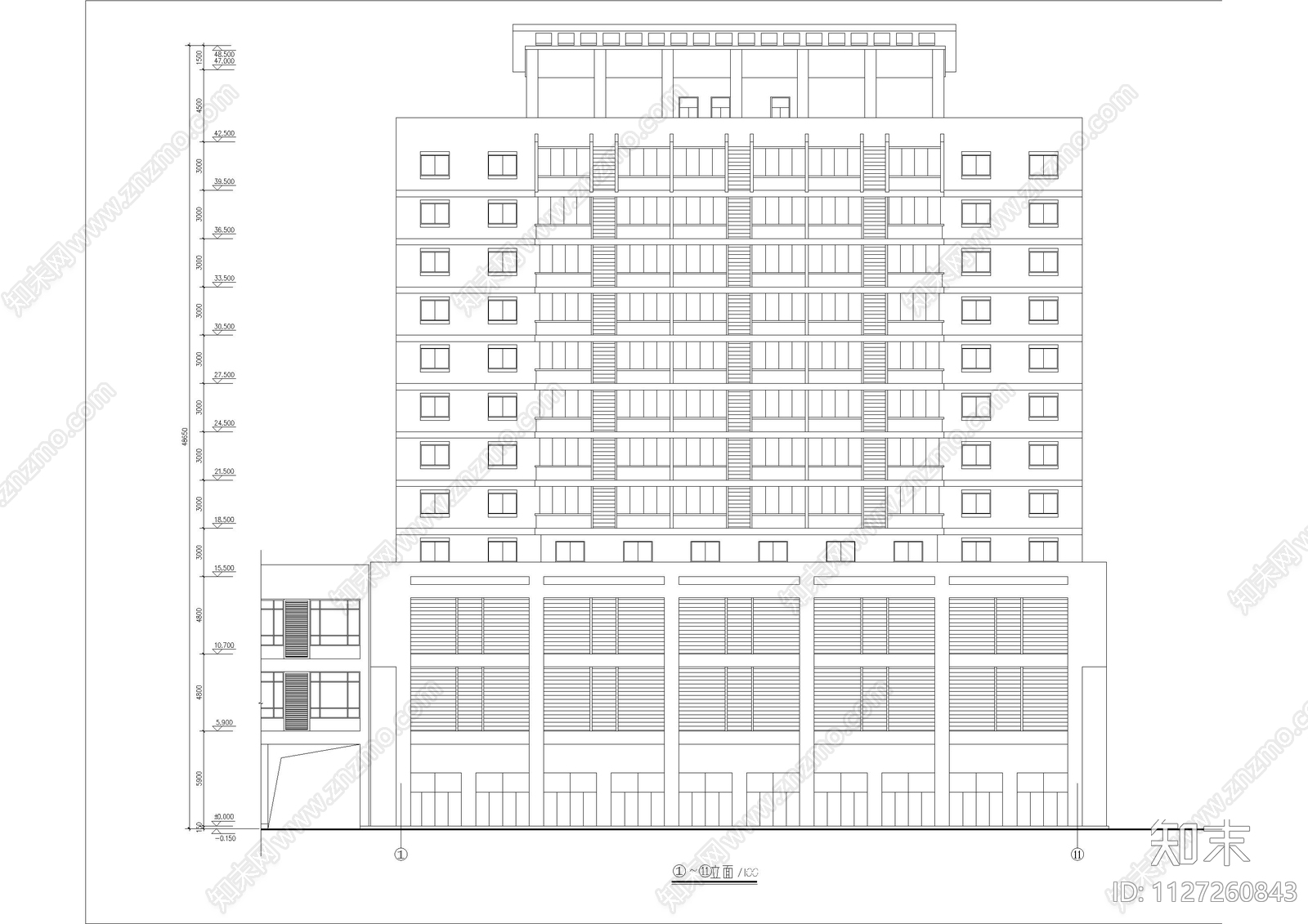 12层综合办公楼建筑cad施工图下载【ID:1127260843】