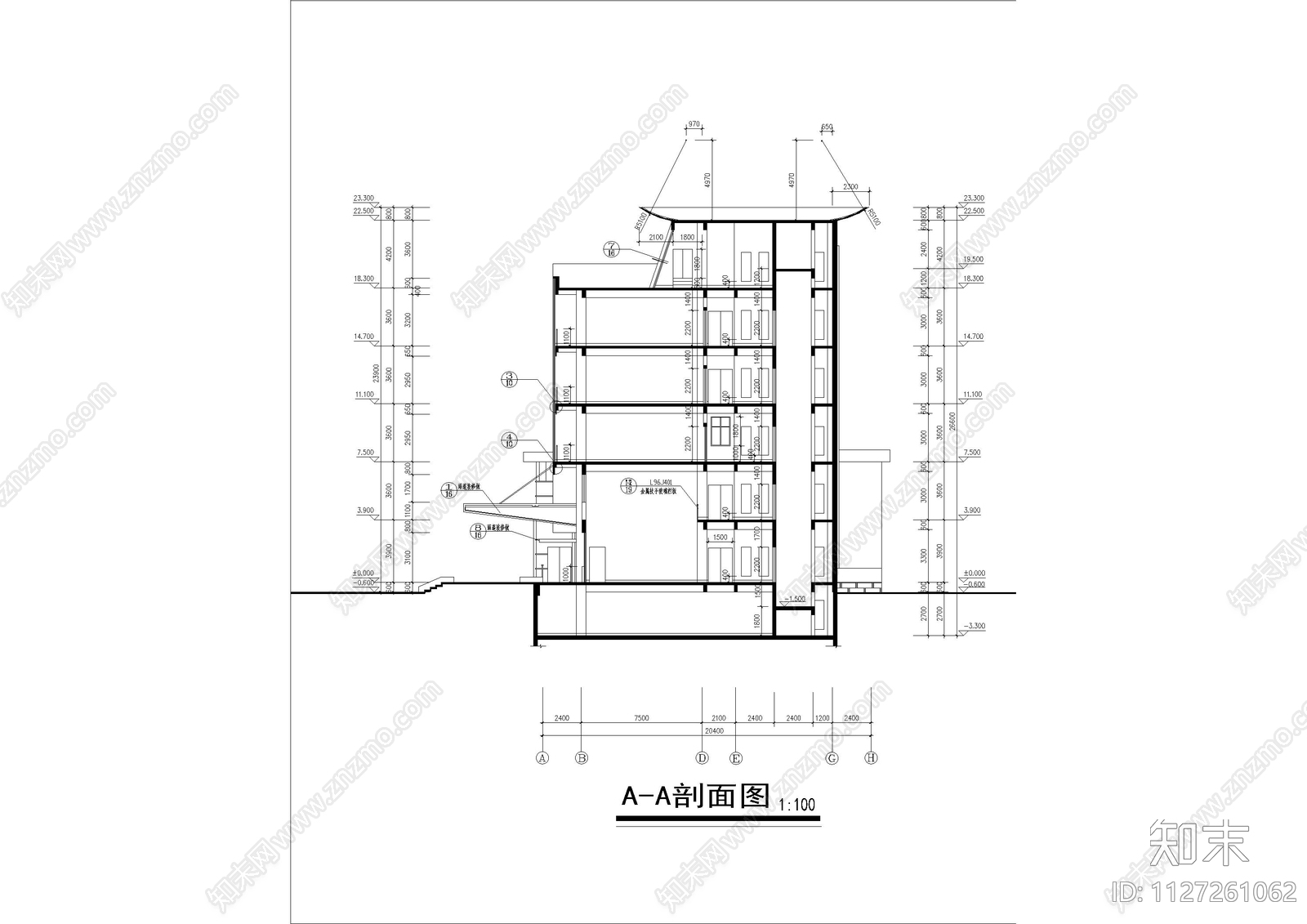 多层综合办公楼建筑施工图下载【ID:1127261062】