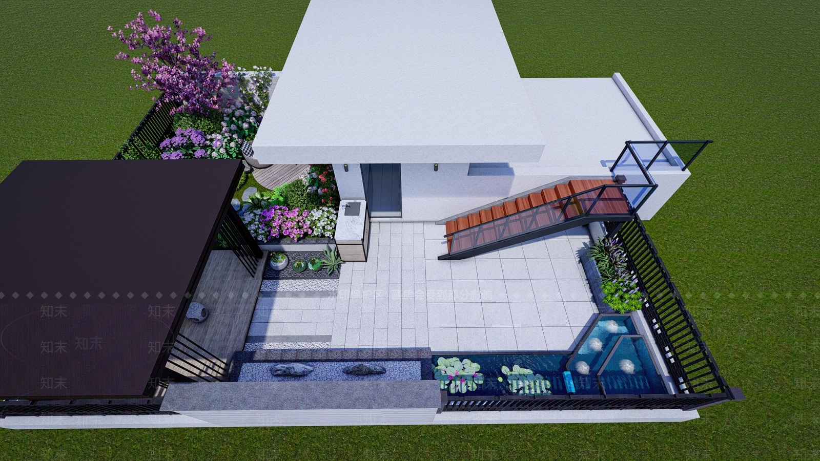 现代屋顶花园SU模型下载【ID:1127264012】